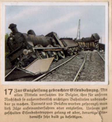 Weltkrieg 1 / World War 1 / Grande Guerre — Zur Entgleisung gebrachter Eisenbahnzug