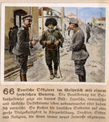 Weltkrieg 1 / World War 1 / Grande Guerre — Deutsche Offiziere im Gespräch mit einem serbischen Bauern