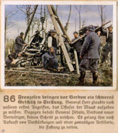 Weltkrieg 1 / World War 1 / Grande Guerre — Franzosen bringen vor Verdun ein schweres Geschütz in Stellung