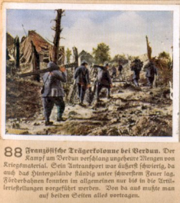 Weltkrieg 1 / World War 1 / Grande Guerre — Französische Trägerkolonne bei Verdun